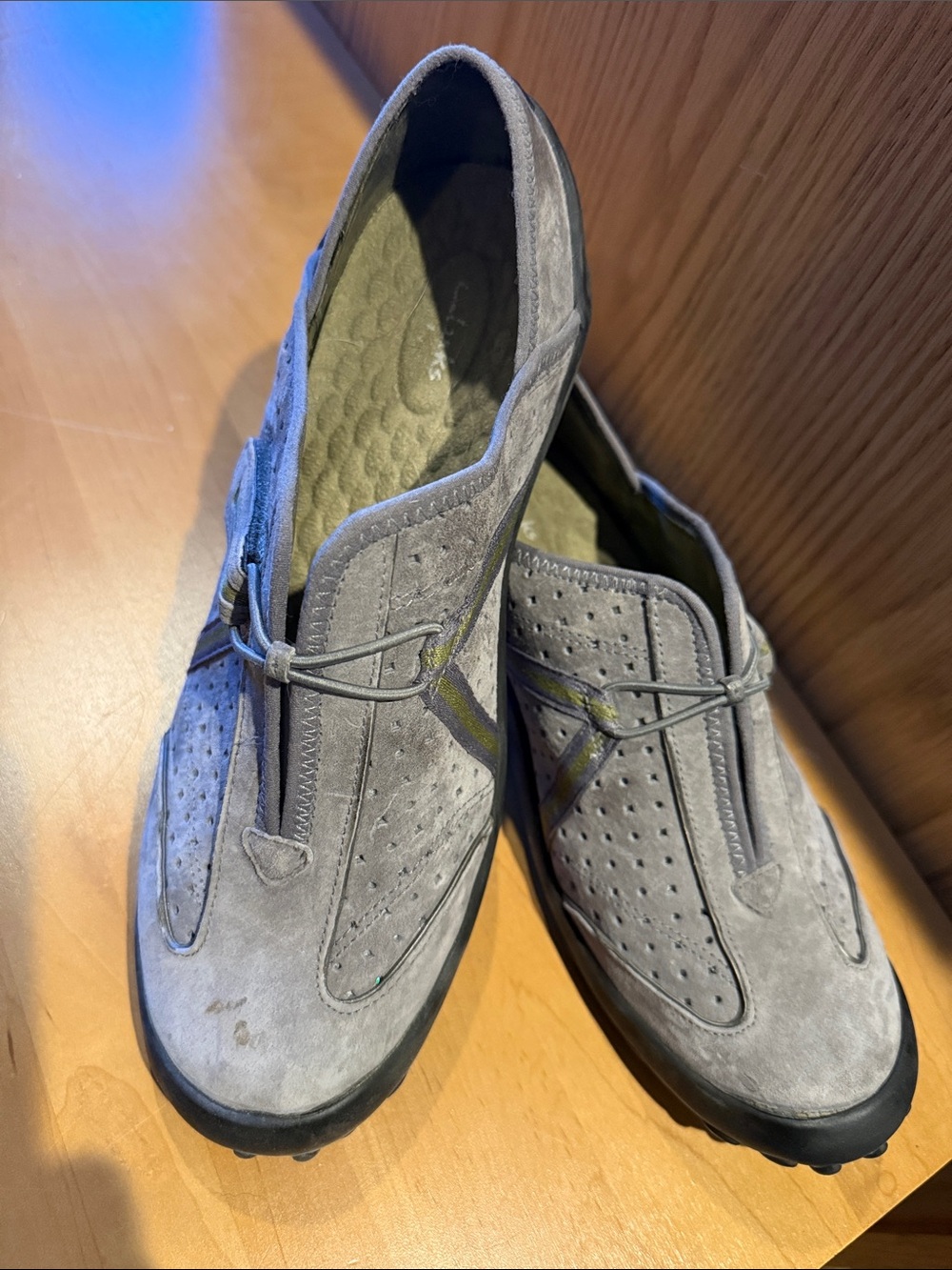 Clarks Gray Suede Perforated Slip-On Loafers